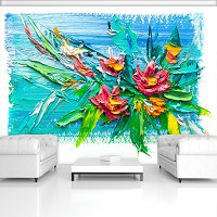 Флизелиновые фотообои на стену 312x219 см Масляные цветы (11602VEXXL)+клей