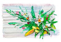 Флизелиновые фотообои на кухню 254x184 см Масляные цветы (11604V4)+клей - вид 1 миниатюра