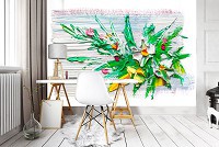 Флизелиновые фото обои на кухню 416x254 см Масляные цветы (11604VEXXXL)+клей