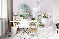 Флизелиновые 3D фотообои на кухню 416x254 см Цветы и клетки (11605VEXXXL)+клей