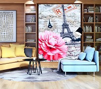 Флизелиновые фото обои город Париж 206x275 см Эйфелева башня (11618VEA)+клей