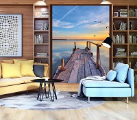 Флизелиновые 3D фотообои с видом моря 206x275 см Деревянный мост (11619VEA)+клей - вид 5 миниатюра