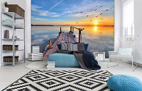 Фото обои 3D в морском стиле 368x254 см Пирс в океан (11619P8)+клей