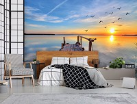 Флизелиновые фотообои 3D 254x184 см Деревянный мост (11619V4)+клей