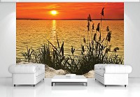 Флизелиновые морские фото обои на стену 368x254 см Закат (11621V8)+клей