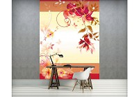 Над кроватью флизелиновые фотообои в спальню 206x275 см Цветочный мотив на светлом фоне (1162VEA)+клей