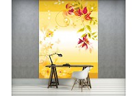 Дизайн зала флизелиновые фотообои 206x275 см Желтый цветочный мотив (1164VEA)+клей