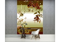 Красивые флизелиновые фотообои с природой 184x254 см Коричневый цветочный мотив (1166V4A)+клей