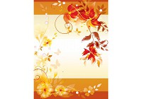 Флизелиновые фотообои в спальню 184x254 см Оранжевый цветочный мотив (1167V4A)+клей - вид 1 миниатюра