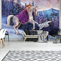 Флизелиновые зимние фотообои 368x254 см Принцесса на единороге (11682V8)+клей