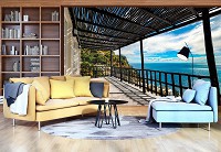 Флизелиновые 3D фото обои в морском стиле 254x184 см Терраса (11695V4)+клей