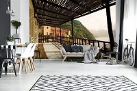 Флизелиновые фотообои город в коридор 368x254 см Вид на остров (11698V8)+клей