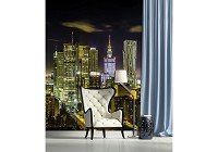 Флизелиновые 3D фотообои для прихожей 184x254 см Городской горизонт Варшавы (1169V4A)+клей