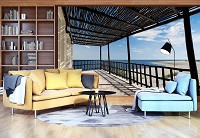 Флизелиновые 3D обои фото природы 254x184 см Вид на пляж (11701V4)+клей