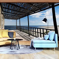 3 д флизелиновые фотообои 368x254 см Вид на пляж (11701V8)+клей