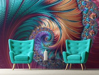 Искусство флизелиновые фотообои 368x280 см Закрученная разноцветная абстракция (11706V10) +клей