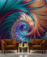 Флизелиновые фотообои 312x219 см Закрученная разноцветная абстракция (11706VEXXL) +клей - вид 9 миниатюра