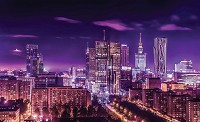 Дизайн зала флизелиновые 3D фотообои 368x254 см Горизонт города Варшавы (1170V8)+клей