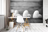 Флизелиновые 3D фото обои под доски 312x219 см Сердца (11718VEXXL)+клей