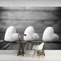 Флізелінові 3D фото шпалери під дошки 368x254 см Серця (11718V8)+клей