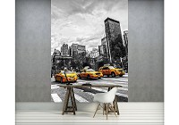 Уолл стрит флизелиновые фотообои 3D 206x275 см Желтые такси в городе Нью-Йорк (1171VEA)+клей