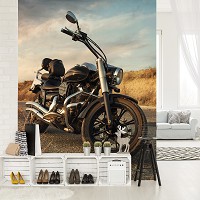 Флизелиновые 3d фотообои дорога 206x275 см Мотоцикл (11727VEA)+клей
