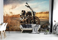 Флизелиновые 3d фото обои улица 254x184 см Мотоцикл (11727V4)+клей