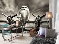 Флизелиновые 3d фото обои с облаками 254x184 см Самолет (11728V4)+клей