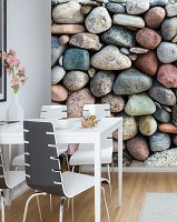Флизелиновые 3д фотообои под камень на кухне 206x275 см Разноцветные камни (11729VEA) +клей - вид 5 миниатюра