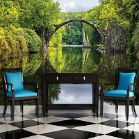 Флизелиновые фотообои на стену 3д природа озеро 416x254 см Удивительный Мост Ракоче-Кромлау (11747VEXXXL) +клей