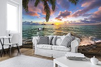 Флизелиновые 3d обои с волнами фото 254x184 см пляж (11748V4)+клей