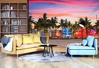 Тропические флизелиновые фотообои 368x280 см Яркий пейзаж пляжа с пальмами (11756V10) +клей