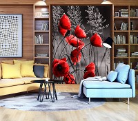 Флізелінові фото шпалери в квітку 206x275 см Червоні маки (11763VEA)+клей