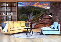 Флизелиновые 3 д фото обои природа 416x254 см Мост через пропасть (11765VEXXXL)+клей