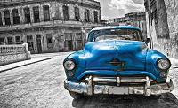 Флизелиновые фотообои город 312x219 см Куба - синяя винтажная машина (1178VEXXL)+клей