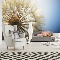 Флизелиновые 3д фотообои цветы на стену 312x219 см Одуванчик вблизи на фоне неба (11792VEXXL) +клей