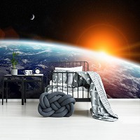 Красивые флизелиновые 3д фотообои звездного неба 312x219 см Вид на землю из космоса (11793VEXXL) +клей