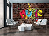 Флизелиновые фото обои под кирпич 368x254 см Граффити - Музыка (11797V8)+клей
