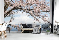 Флизелиновые фото обои с деревьями на стену Цветение вишни (11800V)+клей