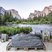 3d природа краєвид флізелінові фотошпалери 312x219 см Річка на тлі гірського масиву (11815VEXXL) +клей - вид 5 мініатюра