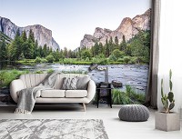 Флизелиновые 3Д фото обои летний пейзаж Река в горах (11815V)+клей