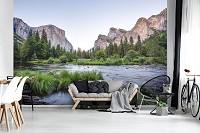 Флизелиновые 3Д фото обои 254x184 см Река в горах (11815V4)+клей