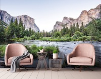 Флизелиновые фотообои 3д природа пейзаж 312x219 см Река на фоне горного массива (11815VEXXL) +клей