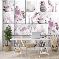 Белые орхидеи флизелиновые фотообои 312x219 см Коллаж СПА в светло розовых тонах (11827VEXXL) +клей