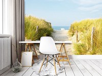 Летние флизелиновые 3D фотообои море пляж (11844V)+клей