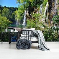 Флизелиновые фотообои природа пейзаж 416x254 см 3D Дорожка под водопадом (11845VEXXXL) +клей