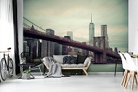 Флизелиновые фотообои в стиле город 368x280 см Нью-Йорк Манхэттен Бруклинский мост (11846V10) +клей