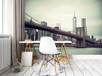Город флизелиновые фотообои Нью-Йорк Манхэттен Бруклинский мост (11846V)+клей