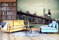 Флизелиновые фотообои город 312x219 см Нью-Йорк Манхэттен Бруклинский мост (11846VEXXL) +клей