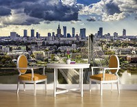 Флизелиновые фотообои для прихожей 254x184 см 3D Большой светлый город Варшава (1184V4)+клей